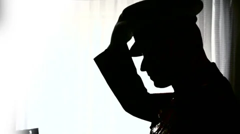 Marine Hat Silhouette Stock Footage