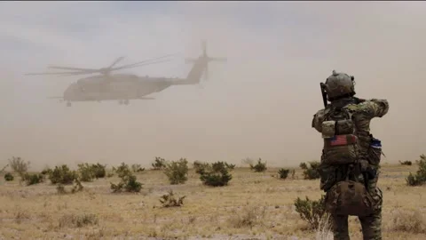 Marine Helicopter Taking Off  Slow-mo Video stock 168697130