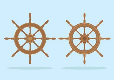 Marine helm, Two styles of steering wheel isolated Stock Illustration