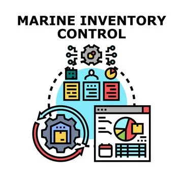Marine inventory control system managing logistics and supply chain Illustration