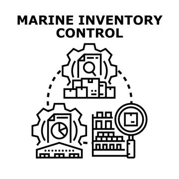 Marine inventory control system managing logistics and supply chain Stock Illustration