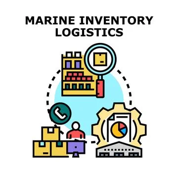 Marine inventory logistics management system concept Illustrazione stock