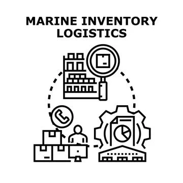 Marine inventory logistics management system concept Stock Illustration
