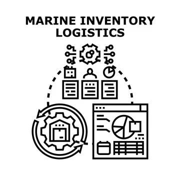 Marine inventory logistics optimizing supply chain management Ilustração Stock
