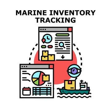 Marine inventory tracking and cargo logistics process Stock Illustration