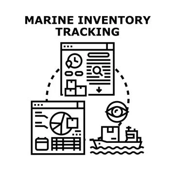 Marine inventory tracking and cargo logistics process Illustrazione stock