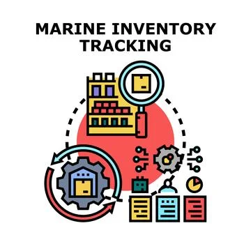 Marine inventory tracking system concept illustration イラスト素材
