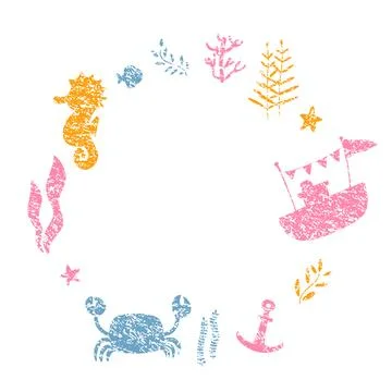 Marine life elements Stock Illustration