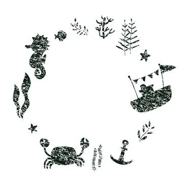 Marine life elements Stock Illustration