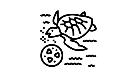 Marine life ingesting microplastics line icon animation Stock Footage 326121809