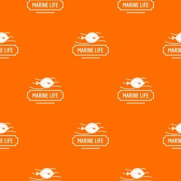 Marine life pattern vector orange イラスト素材