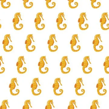 Marine life seamless pattern. Fish shoal. Underwater inhabitants Stock Illustration