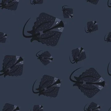 Marine life seamless pattern. Fish shoal. Underwater inhabitants. Stock Illustration
