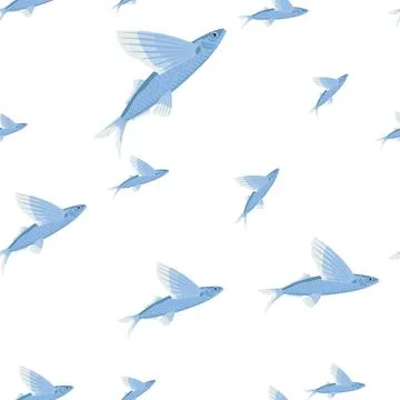 Marine life seamless pattern. Fish shoal. Underwater inhabitants. イラスト素材