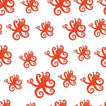 Marine life seamless pattern. Octopus. Underwater inhabitants. Stock Illustration