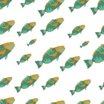 Marine life seamless pattern. Octopus. Underwater inhabitants. Stock Illustration