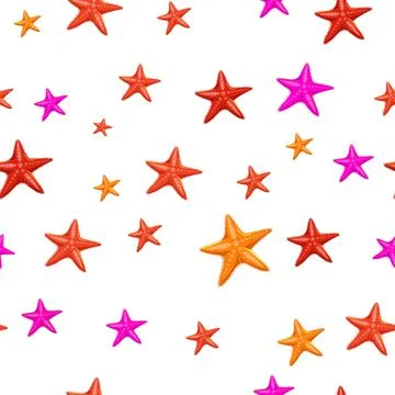Marine life seamless pattern. Star fish decorative background Stock Illustration