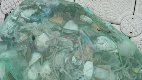 Marine Litter Bag, a Glimpse into Ocean Pollution, Close Up Stock-Footage 277196375