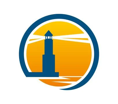Marine navigation lighthouse and beacon building Ilustración de archivo