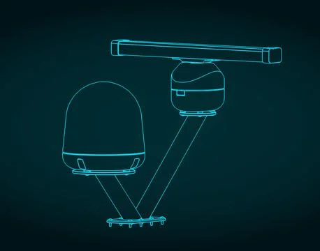 Marine navigation radars blueprint Stock Illustration