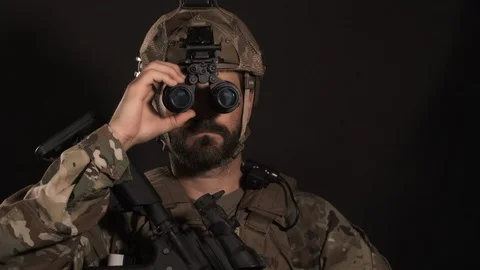 Marine With Night Vision Scanning The Stock Video Pond5