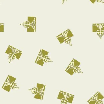Marine noise pollution glyph vector seamless pattern Stock Illustration