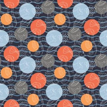 Marine pattern with polka dots Stock Illustration