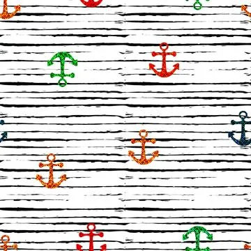 Marine pattern In retro style. Stock Illustration