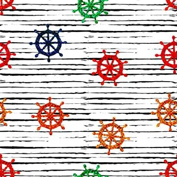 Marine pattern In retro style. Stock Illustration