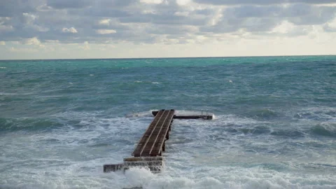 Marine Pier, storm Stock Footage 85777520
