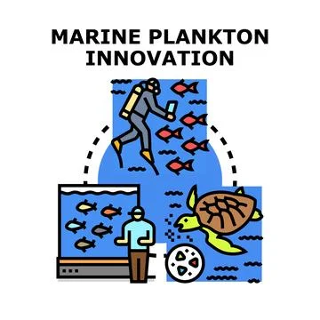 Marine plankton innovation developing ocean environment research Stock Illustration