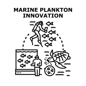 Marine plankton innovation developing ocean environment research Stock Illustration