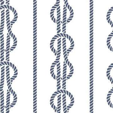 Marine rope knot seamless pattern. Yacht theme navy on white illustration with Stock Illustration