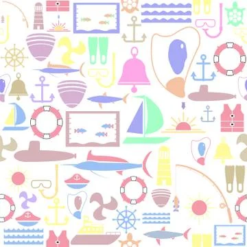 Marine seamless pattern background icon. Stock Illustration