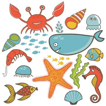 Marine seamless pattern, endless texture of sea world Stock Illustration