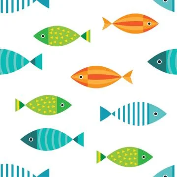 Marine seamless pattern, fish Stock Illustration