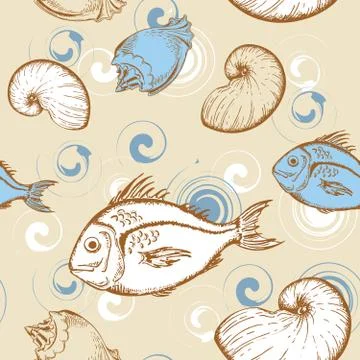 Marine seamless pattern Stock Illustration