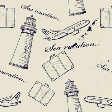 Marine seamless pattern Stock Illustration