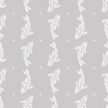 Marine seamless pattern, sea fish. vector illustration in Maori style Illustrazione stock