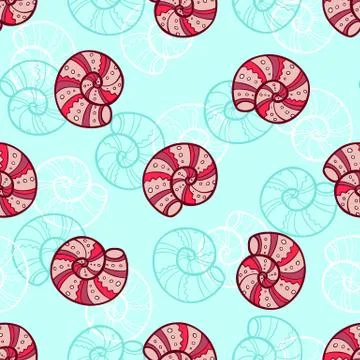 Marine seamless pattern with sea shells イラスト素材