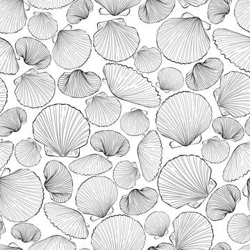 Marine seamless pattern from sea shells scallop イラスト素材