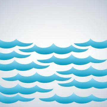 Marine seamless pattern with stylized blue waves on a light background. Stockillustratie