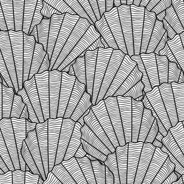 Marine seamless pattern with stylized seashells. Background made without Illustrazione stock