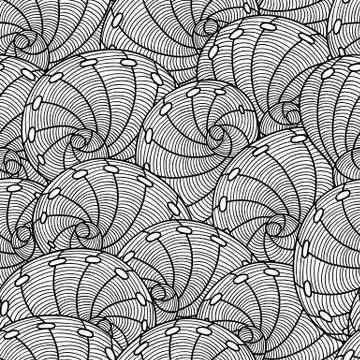 Marine seamless pattern with stylized seashells. Background made without Stock Illustration