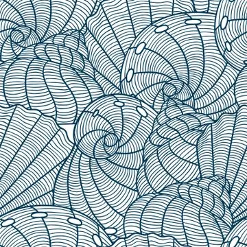 Marine seamless pattern with stylized seashells. Background made without Stock Illustration