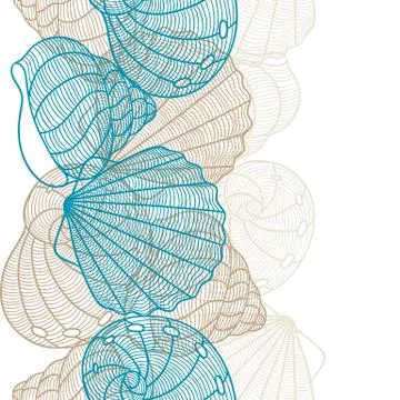 Marine seamless pattern with stylized seashells. Background made without Illustrazione stock