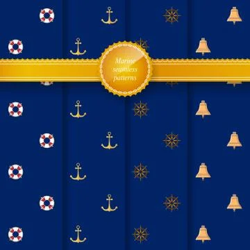 Marine Seamless Patterns 스톡 일러스트