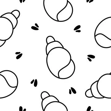 Marine seashell. Seamless pattern. Coloring Page. Illustrazione stock
