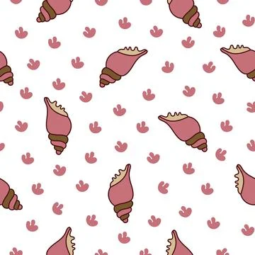 Marine seashell. Seamless pattern. Illustrazione stock