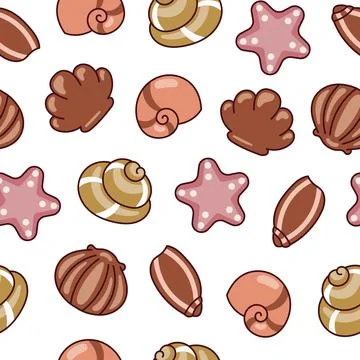 Marine seashell. Seamless pattern. Illustrazione stock